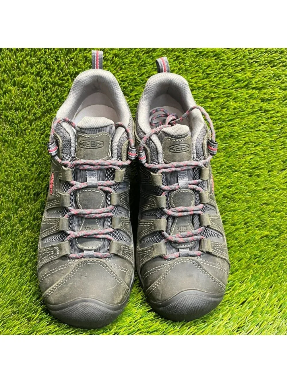 Keen Utility Flint II Low Womens Size 8.5 Gray Black Steel Toe Safety Work Shoes